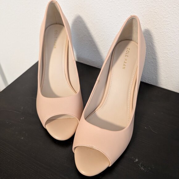 Cream Cole Haan Peep-Toed Heels, Size 7.5 - Picture 2 of 8